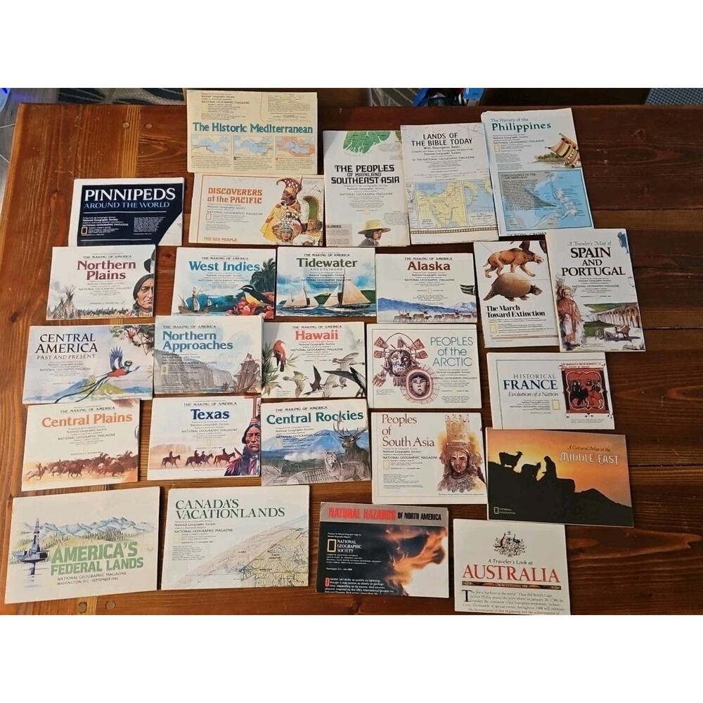 Lot‎ Of 26 Vintage (1980s) National Geographic Historical/Cultural/Travel Maps
